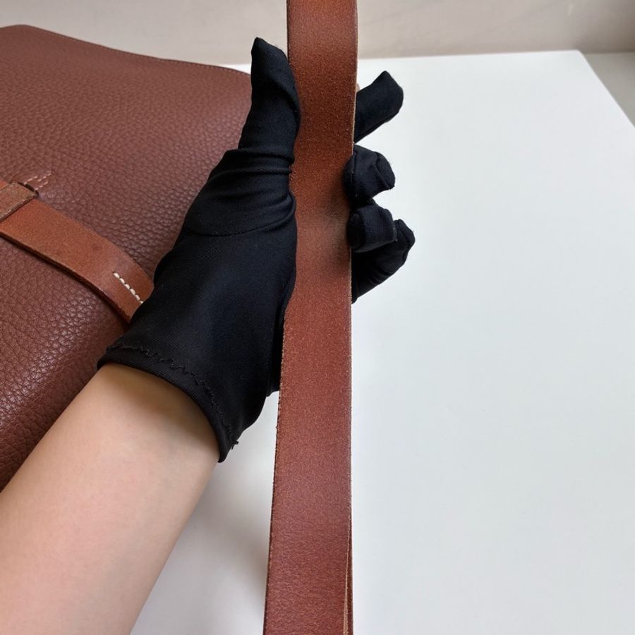 Hermes/愛馬仕 牛皮 單扣 郵差包斜挎包 焦糖色 98新-7