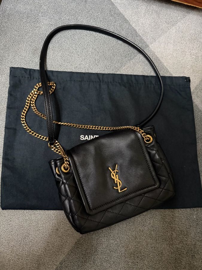 YSL Nolita黑金羊皮鏈包-0