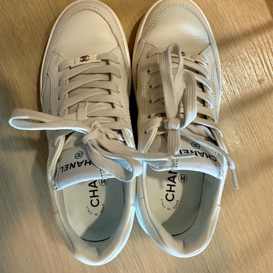 Chanel 白色 金屬CC logo 小白鞋38.5碼-5