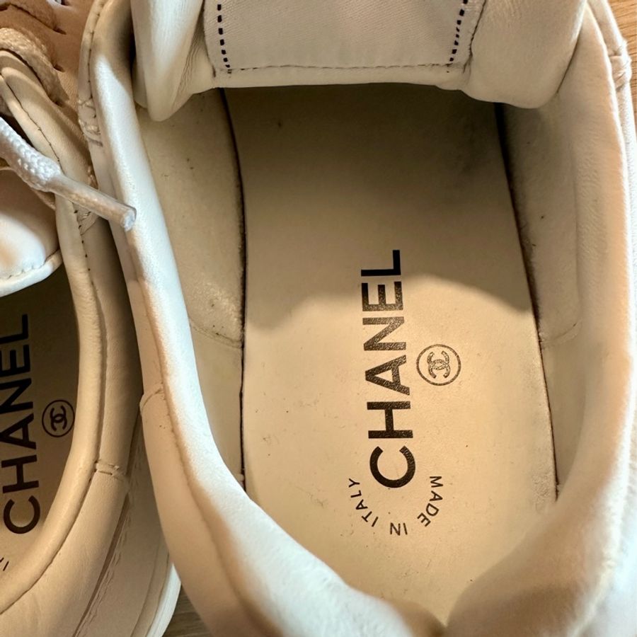 Chanel 白色 金屬CC logo 小白鞋38.5碼-6