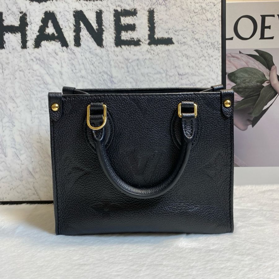 LV/路易威登 Onthego 黑色壓紋托特包手提包斜挎包 芯片款-1