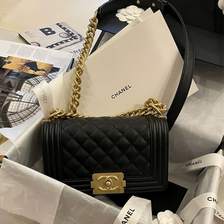 也太美了吧🖤🖤Chanel Le Boy 20黑金荔枝紋在這裡✨-5