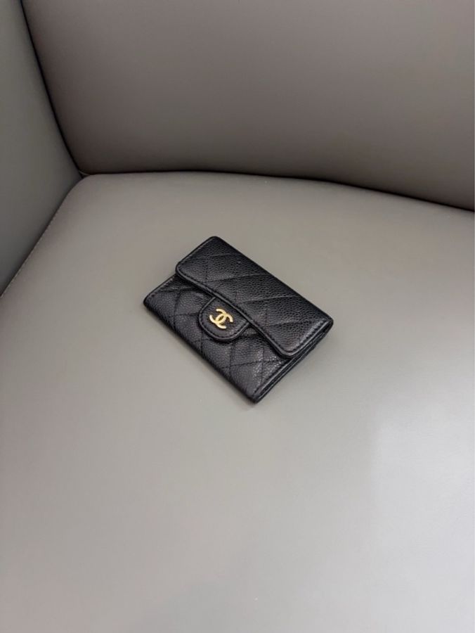 💎Chanel香奈兒｜黑金魚子醬CF翻蓋卡包/零錢包｜98新28開-6