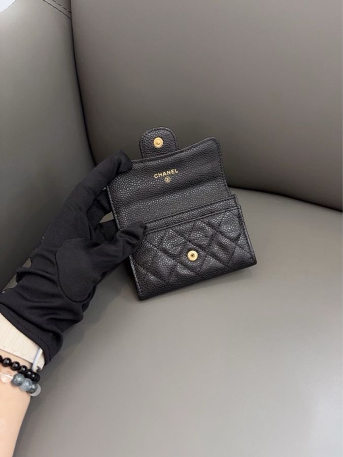 💎Chanel香奈兒｜黑金魚子醬CF翻蓋卡包/零錢包｜98新28開-8