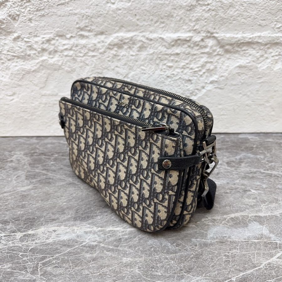 Dior/迪奧oblique系列老花8499刺繡馬鞍三合一郵差斜挎包 配件肩帶 子袋尺寸23*16.5*4.5cm-2