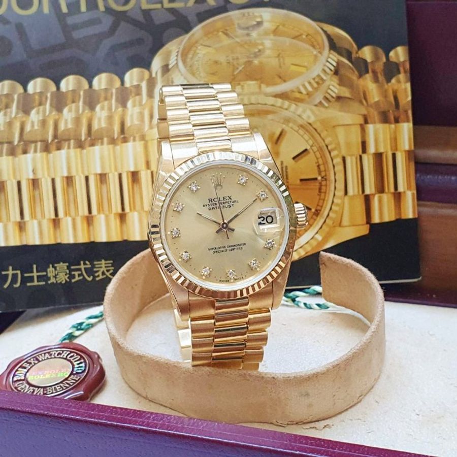 【大眾名錶】ROLEX勞力士68278 Datejust 蠔式女錶 中型18K 金色十鑽面盤 大眾名錶B1459-1