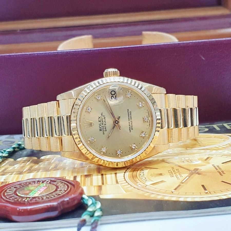 【大眾名錶】ROLEX勞力士68278 Datejust 蠔式女錶 中型18K 金色十鑽面盤 大眾名錶B1459-2
