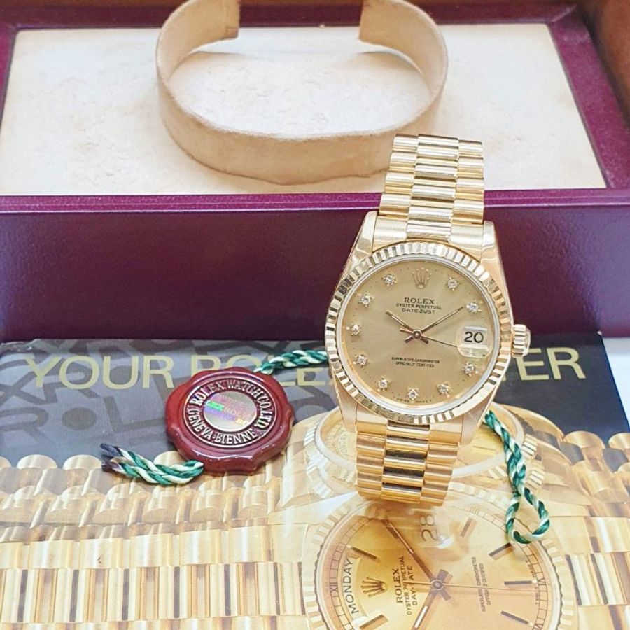 【大眾名錶】ROLEX勞力士68278 Datejust 蠔式女錶 中型18K 金色十鑽面盤 大眾名錶B1459-3