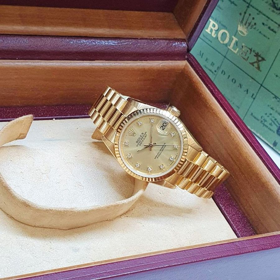 【大眾名錶】ROLEX勞力士68278 Datejust 蠔式女錶 中型18K 金色十鑽面盤 大眾名錶B1459-4