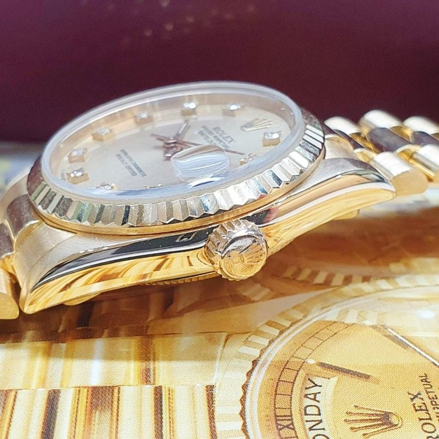 【大眾名錶】ROLEX勞力士68278 Datejust 蠔式女錶 中型18K 金色十鑽面盤 大眾名錶B1459-8