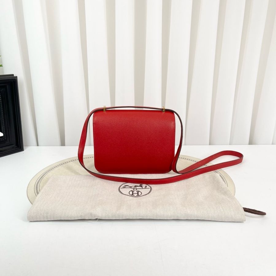 愛馬仕Hermes 98新 constance 康康19 紅色金扣 epsom皮-1