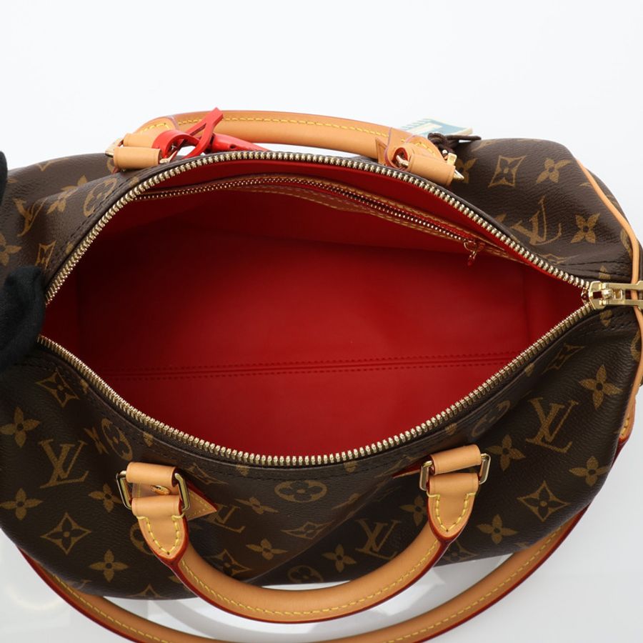 棕色 原花帆布 Speedy Soft 30 Crafty 兩用包【LOUIS VUITTON LV 路易威登】 M11945-2