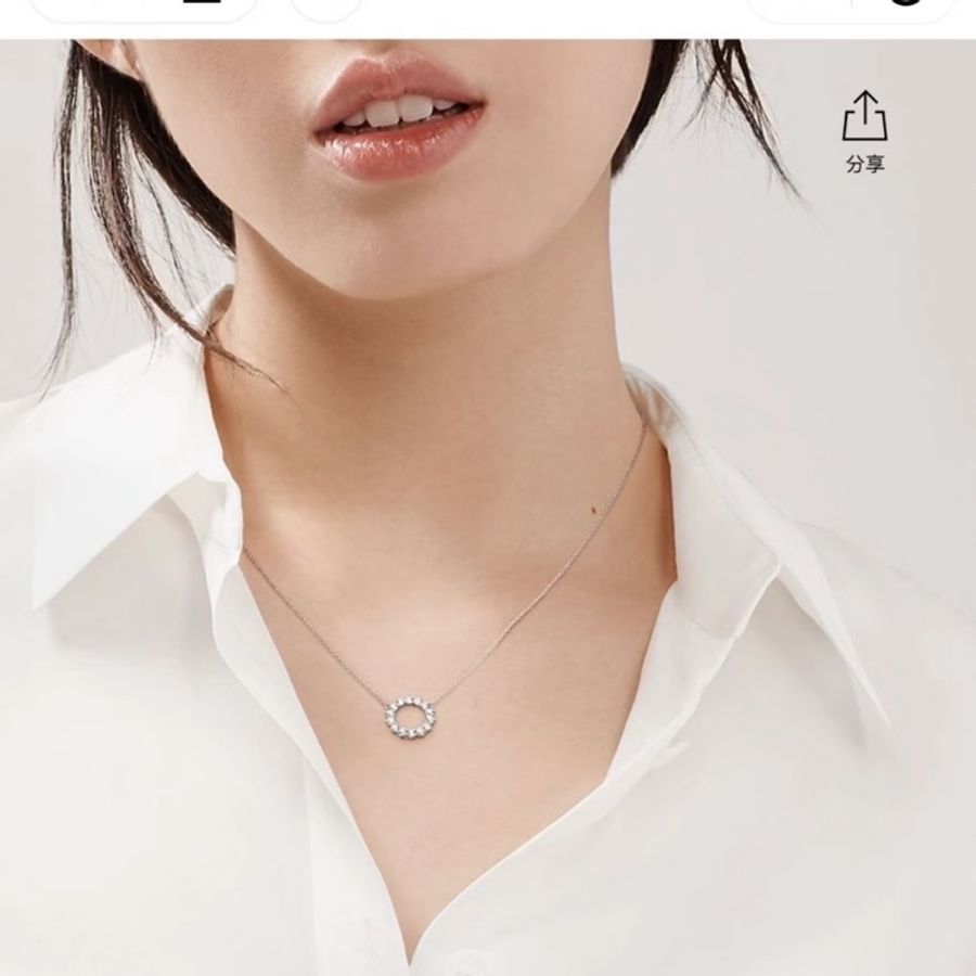 Tiffany 蒂芙尼 滿鑽鉑金太陽花項鍊 鏤空原形項鍊 滿天星小圓環 一圈爪鑲圓形明亮式-1