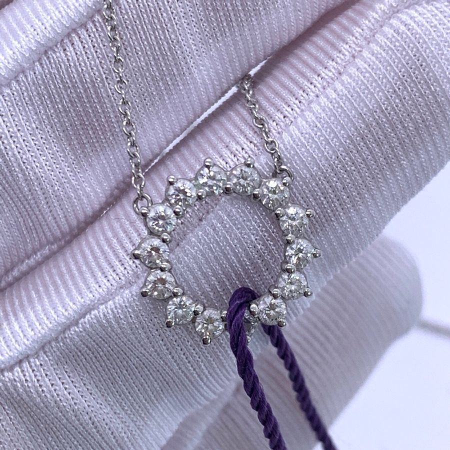 Tiffany 蒂芙尼 滿鑽鉑金太陽花項鍊 鏤空原形項鍊 滿天星小圓環 一圈爪鑲圓形明亮式-3