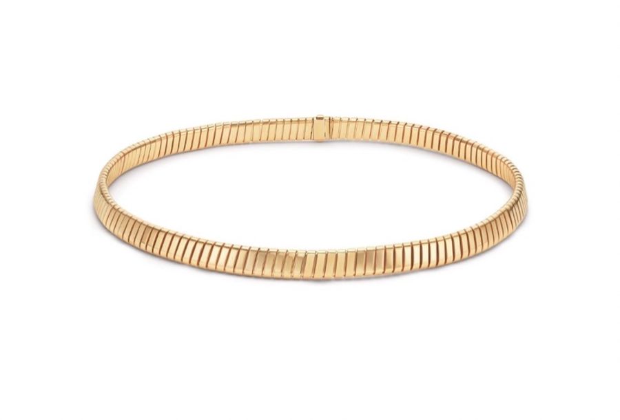 BVLGARI 寶格麗Tubogas 18K黃金密鑲鑽石窄款項圈項鍊 克重:67.4克 材質:18K黃金 獨立爪鑲鑽石-1