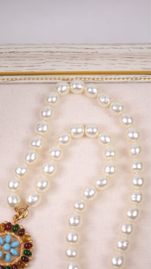 Chanel 蓝彩色琉璃珍珠项链-13