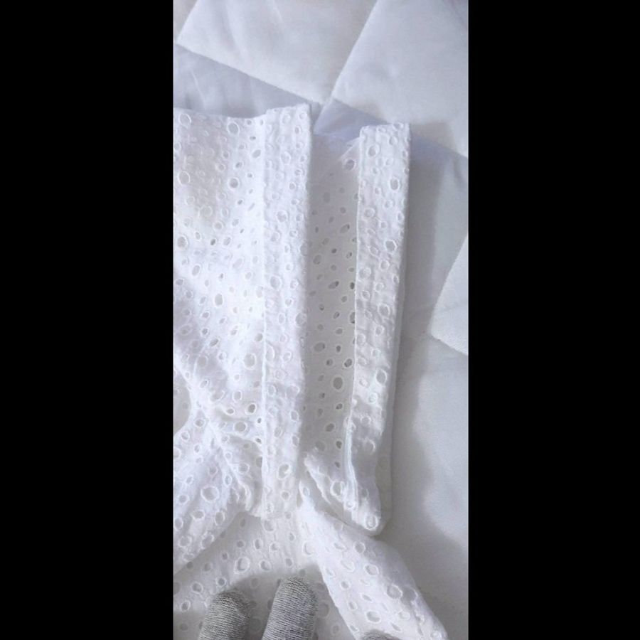 BURBERRY 博柏利 LONDON CUTWORK 女白色鏤空刺繡內裏捲袖舒適棉洋裝38號-6