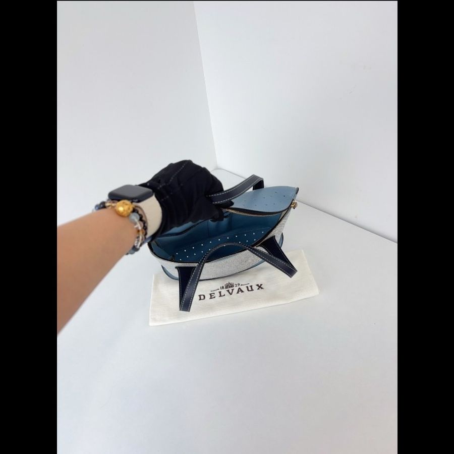 Delvaux德爾沃swing搖搖馬 手提飯盒包 拼牛仔藍/黑皮98新
尺寸24*20*8-8