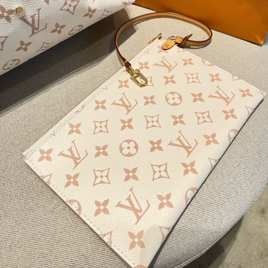路易威登 LV 沙色老花atlantis大號 子母包菜籃子 手提包單肩包 芯片款-9