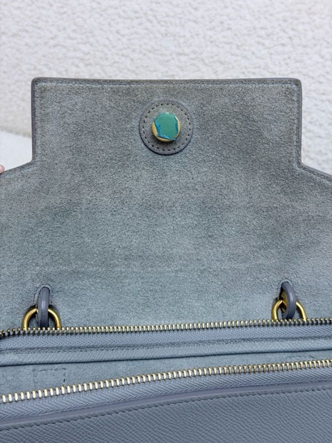 Celine賽琳牛皮鯰魚24CM藍灰色 肩帶-7