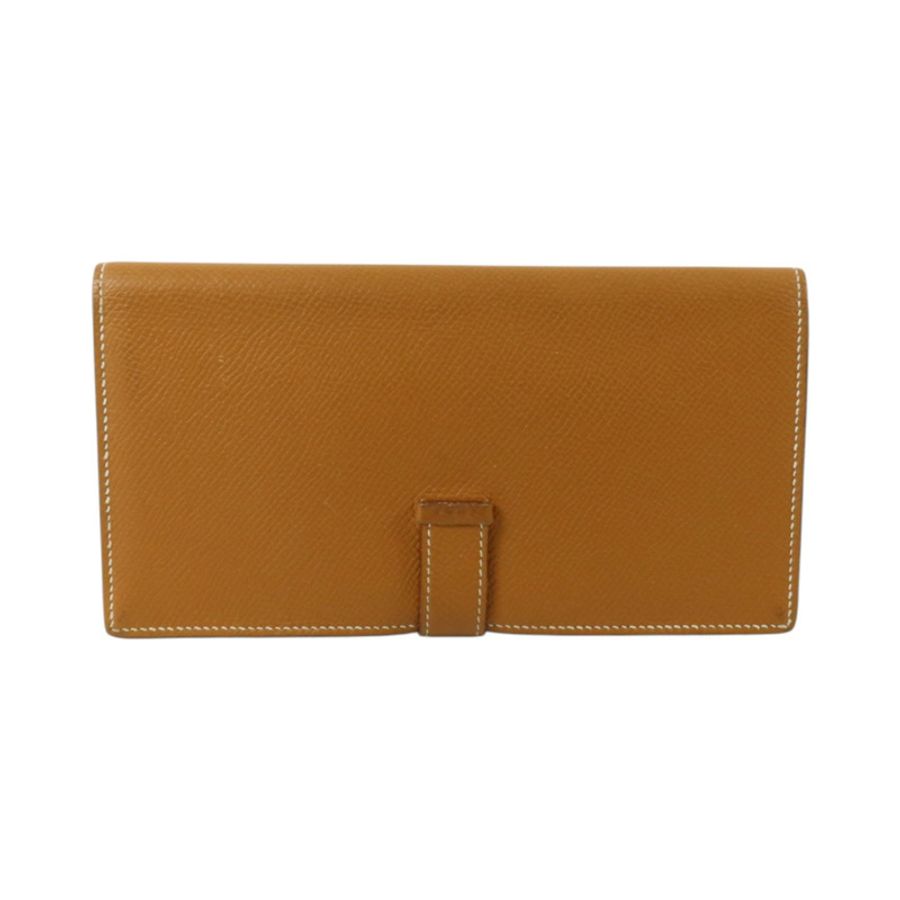 HERMES Epsom皮革Bearn Long Wallet銀扣長錢包Gold-1