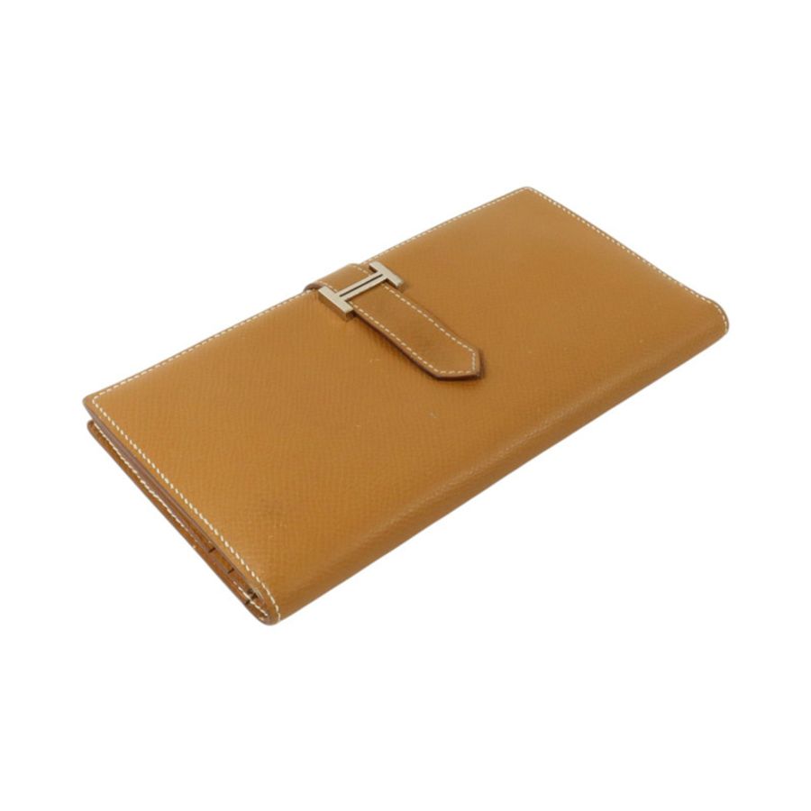 HERMES Epsom皮革Bearn Long Wallet銀扣長錢包Gold-2