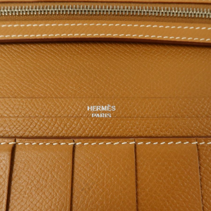 HERMES Epsom皮革Bearn Long Wallet銀扣長錢包Gold-6