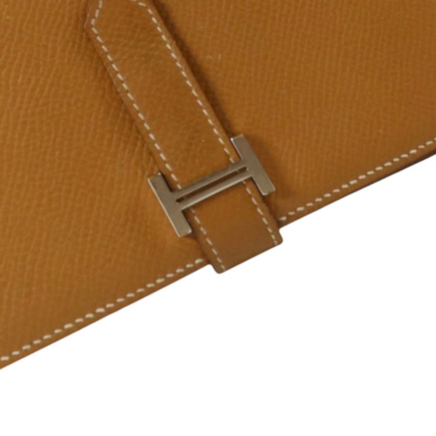 HERMES Epsom皮革Bearn Long Wallet銀扣長錢包Gold-9