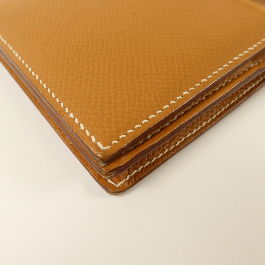 HERMES Epsom皮革Bearn Long Wallet銀扣長錢包Gold-10