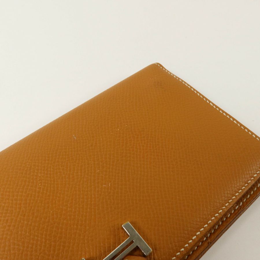 HERMES Epsom皮革Bearn Long Wallet銀扣長錢包Gold-14