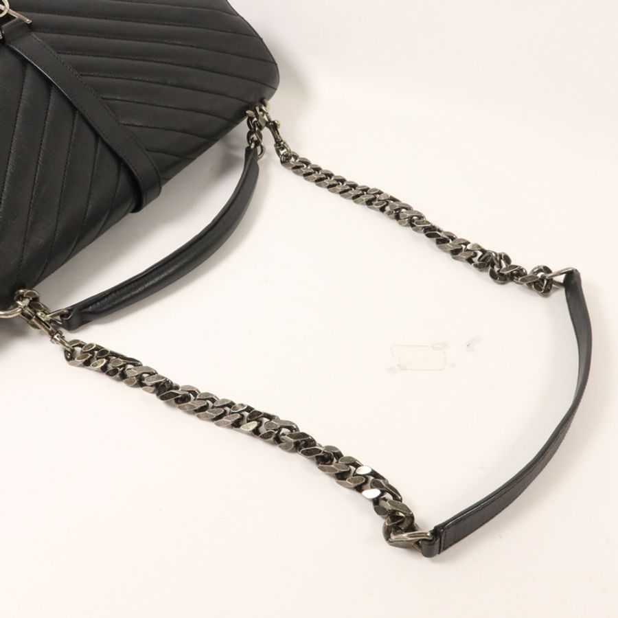 SAINT LAURENT 牛皮皮革College Large鏈帶手挽肩背兩用袋-9