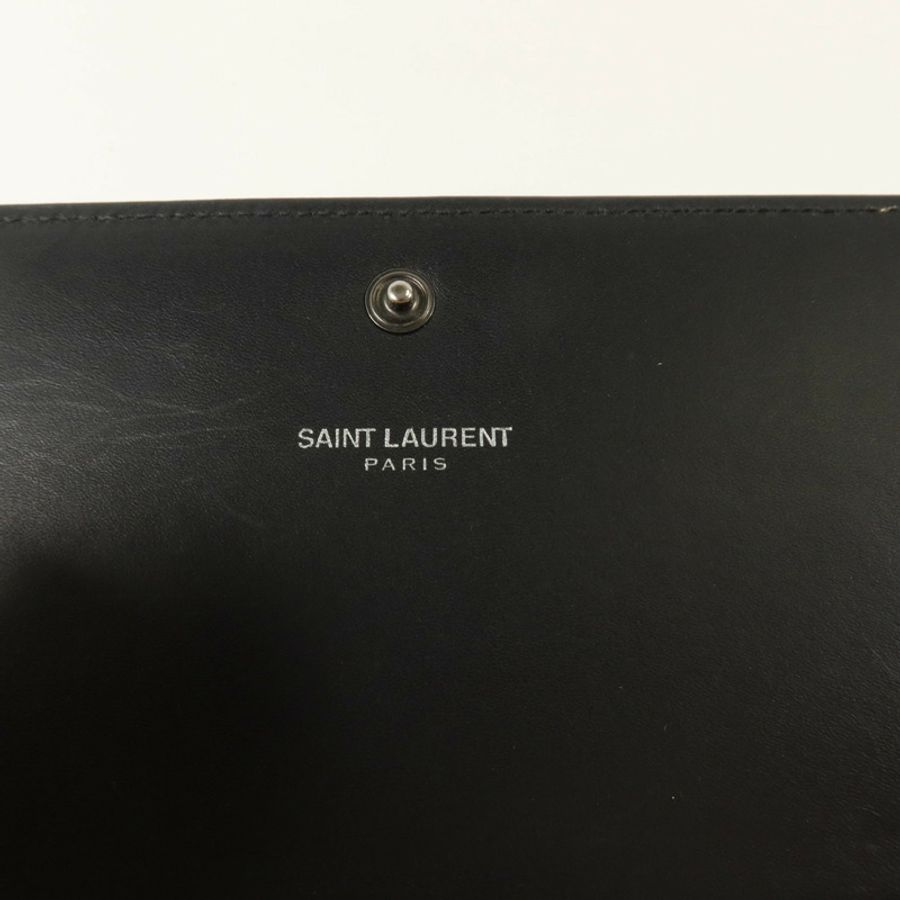 SAINT LAURENT 牛皮皮革Long Wallet銀扣長錢包-4