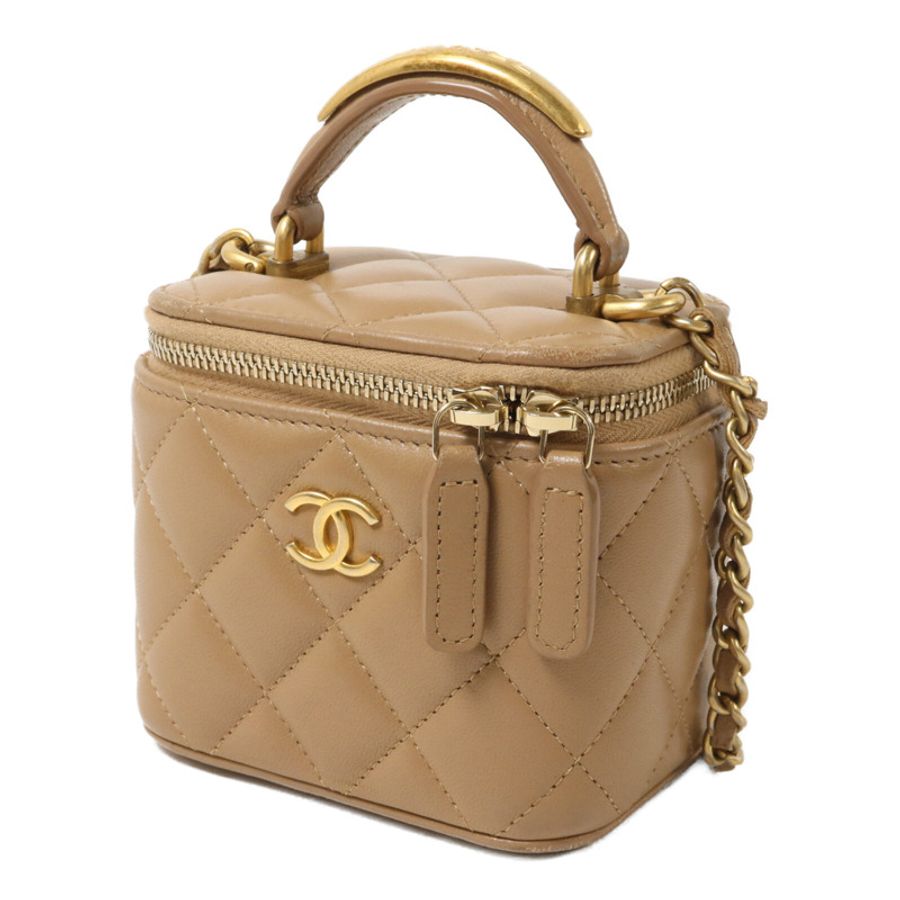 CHANEL 羊皮皮革Vanity Case鏈帶手挽肩背兩用袋-2