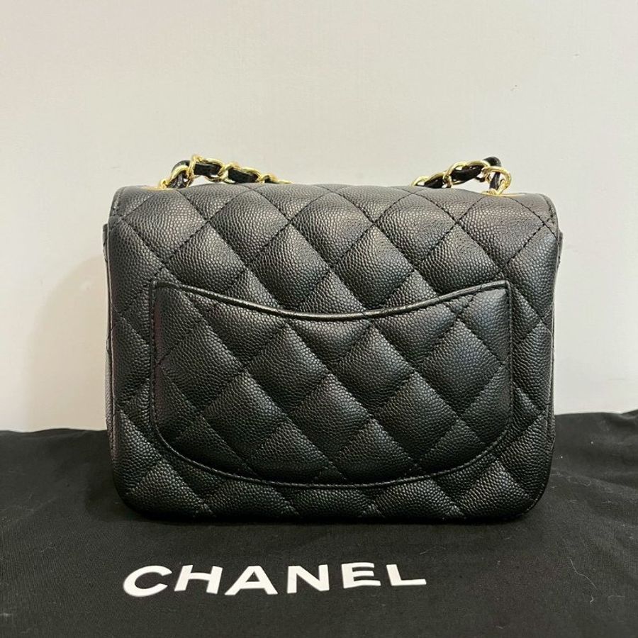 Chanel 方胖黑金荔枝牛 完整雷標-2