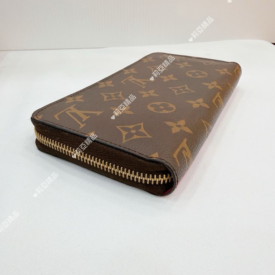 莉亞精品♡ LV m61360 拉鍊長夾 粉 二手-1