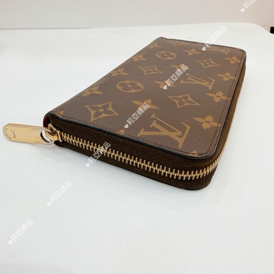 莉亞精品♡ LV m61360 拉鍊長夾 粉 二手-2