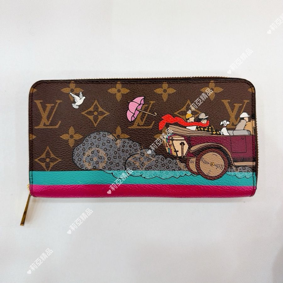 莉亞精品♡ LV m61360 拉鍊長夾 粉 二手-4