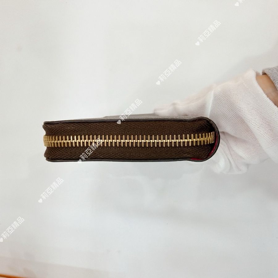 莉亞精品♡ LV m61360 拉鍊長夾 粉 二手-6