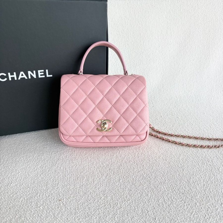 Chanel 手柄三層風琴包 粉金 粉色金扣 羊皮-2