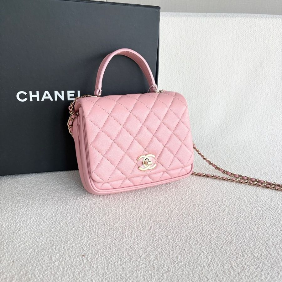 Chanel 手柄三層風琴包 粉金 粉色金扣 羊皮-6