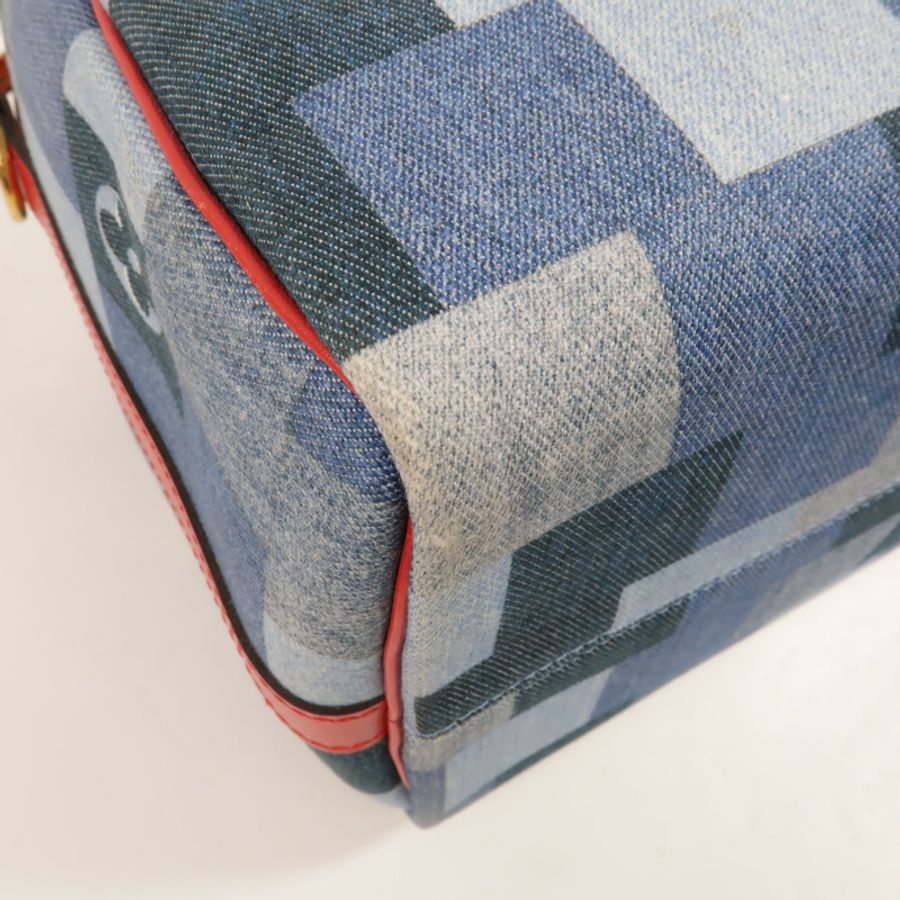 LOUIS VUITTON Monogram Denim Speedy Bandouliere 30手挽肩背兩用袋-12
