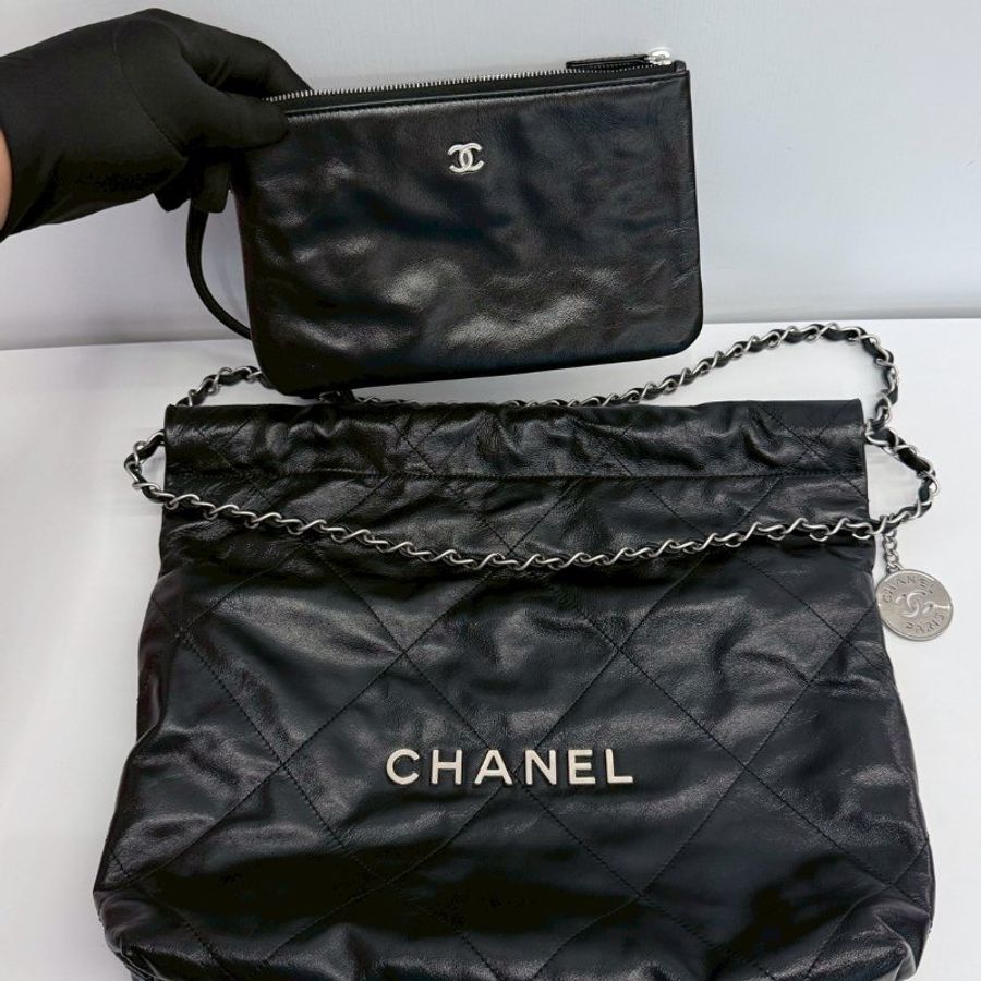Chanel 22bag 小號黑銀 晶片款-0