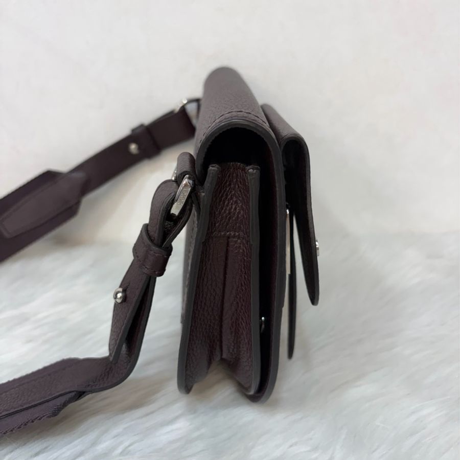 Dior 1ADPO095 SADDLE 赭紫紅皮 深咖 銀釦 馬鞍包 肩背包 斜背包 胸口包 斜挎包-1