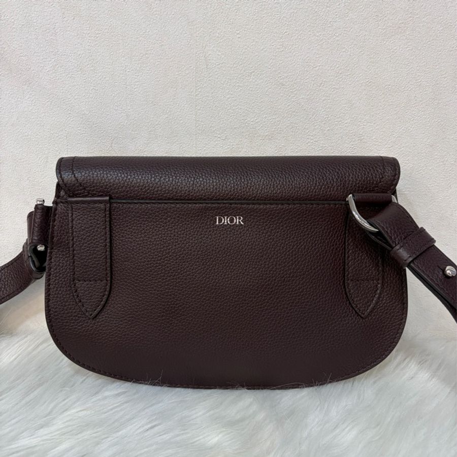 Dior 1ADPO095 SADDLE 赭紫紅皮 深咖 銀釦 馬鞍包 肩背包 斜背包 胸口包 斜挎包-2