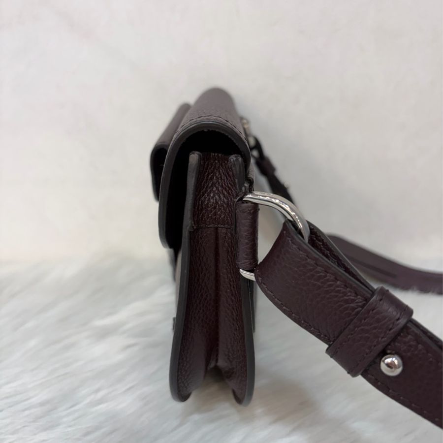 Dior 1ADPO095 SADDLE 赭紫紅皮 深咖 銀釦 馬鞍包 肩背包 斜背包 胸口包 斜挎包-3