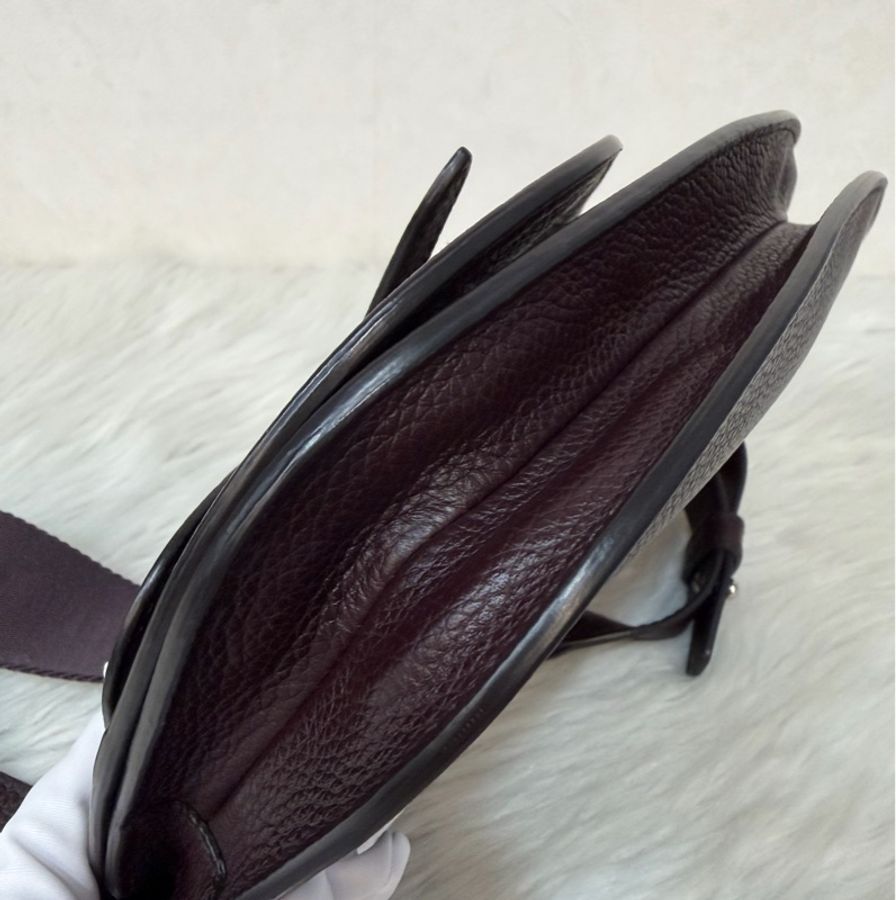Dior 1ADPO095 SADDLE 赭紫紅皮 深咖 銀釦 馬鞍包 肩背包 斜背包 胸口包 斜挎包-6