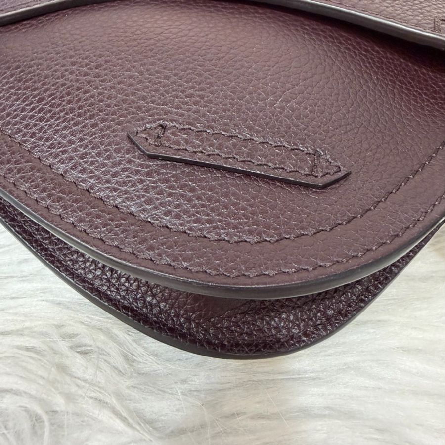 Dior 1ADPO095 SADDLE 赭紫紅皮 深咖 銀釦 馬鞍包 肩背包 斜背包 胸口包 斜挎包-8