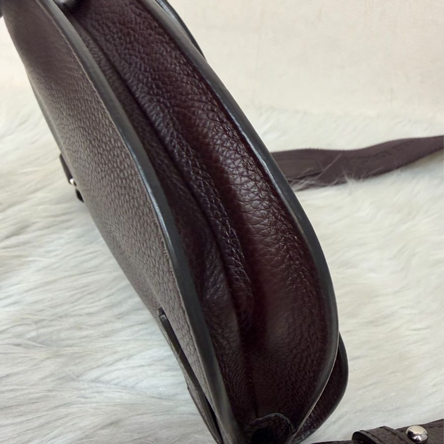 Dior 1ADPO095 SADDLE 赭紫紅皮 深咖 銀釦 馬鞍包 肩背包 斜背包 胸口包 斜挎包-9