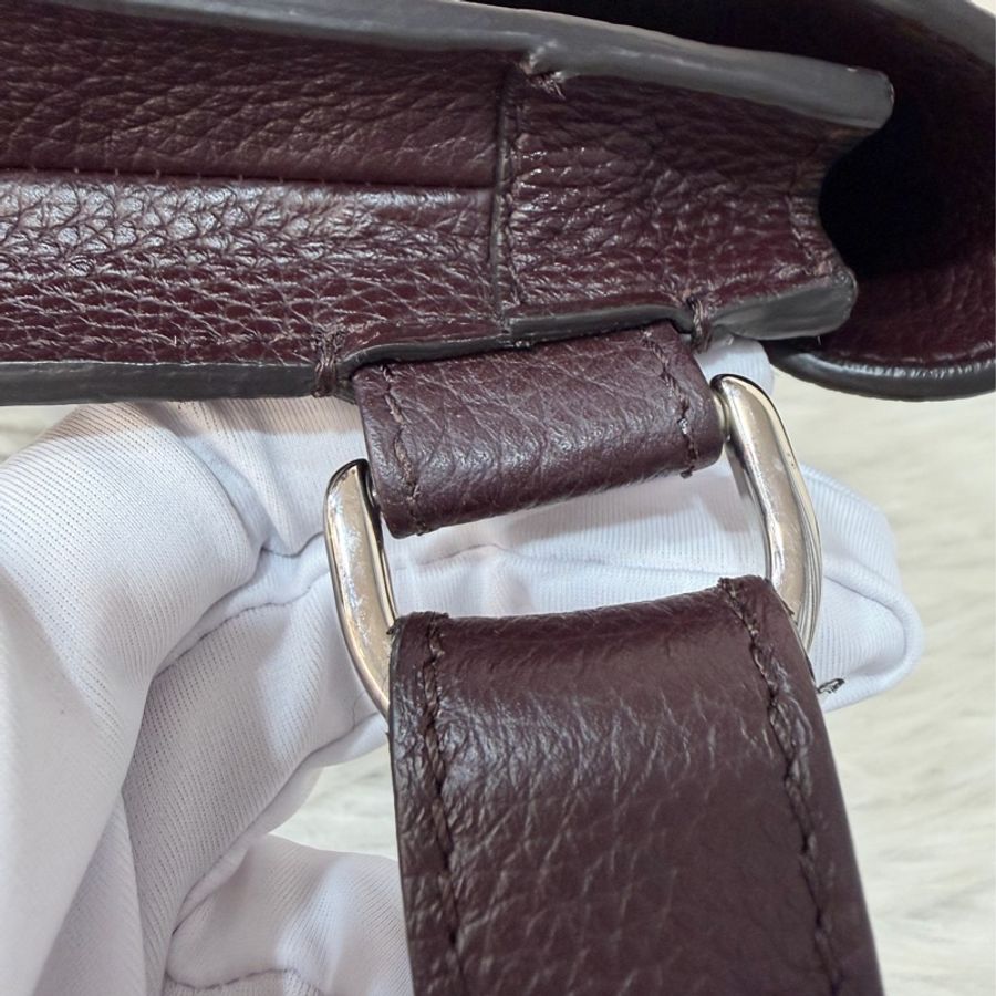 Dior 1ADPO095 SADDLE 赭紫紅皮 深咖 銀釦 馬鞍包 肩背包 斜背包 胸口包 斜挎包-14