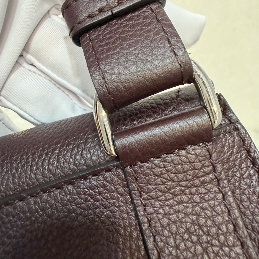 Dior 1ADPO095 SADDLE 赭紫紅皮 深咖 銀釦 馬鞍包 肩背包 斜背包 胸口包 斜挎包-15